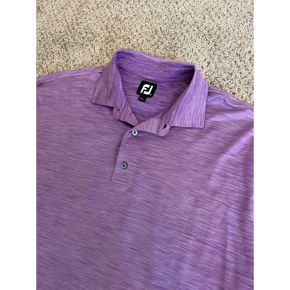 FootJoy Mens Performance Polo XL Purple Heathered Sharks Tooth Logo Golf Shirt